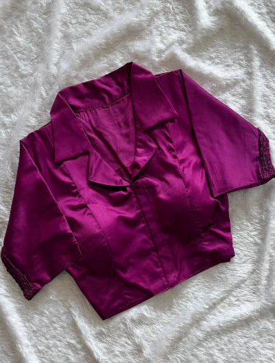 Designer Silk Collar Neck Readymade Blouse- 15 Colours