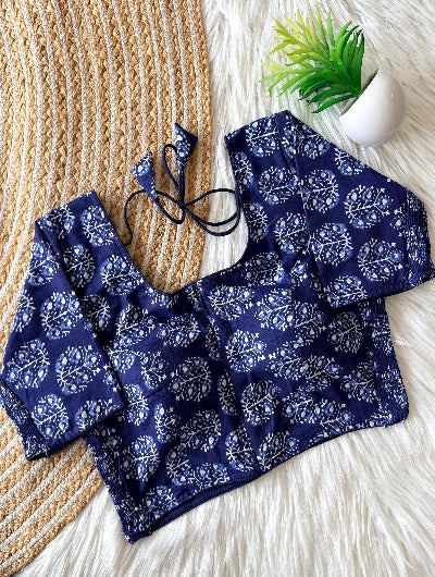 Traditional Block Print Cotton Readymade Blouse- 4 Colours