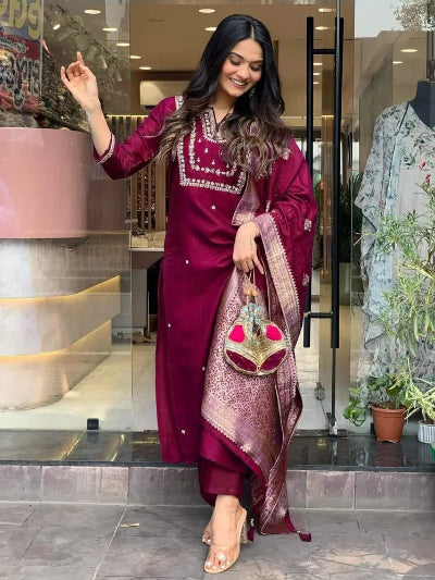 Red Designer Sequence Work Straight Suit UK Next Day