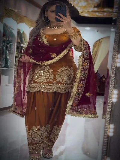 Festive Sequence Embroidery Farshi Suit