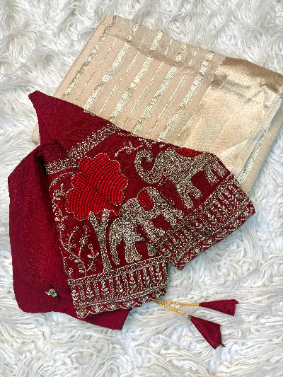 Gold Partywear Sari Free Stitched Blouse UK Next Day