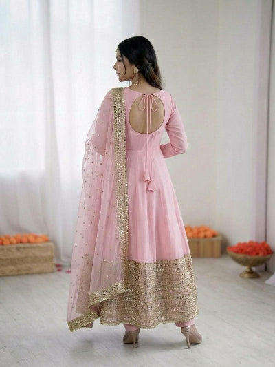Festive Roman Silk Sequence Work Anarkali Suit