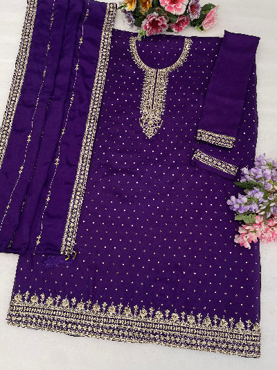 Plus Size Embroidered Sharara Palazzo Suit- 4 Colours