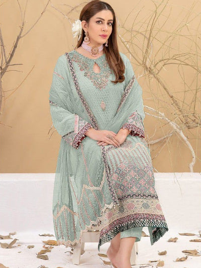 Sage Green Embroidery Ethnic Straight Suit UK Next Day