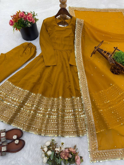 Festive Roman Silk Sequence Work Anarkali Suit