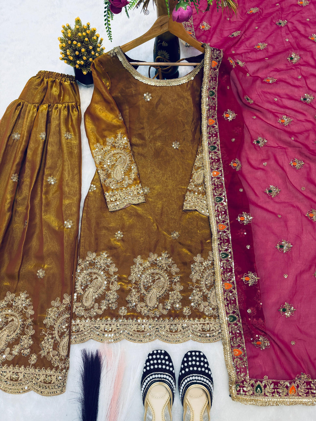 Festive Sequence Embroidery Farshi Suit