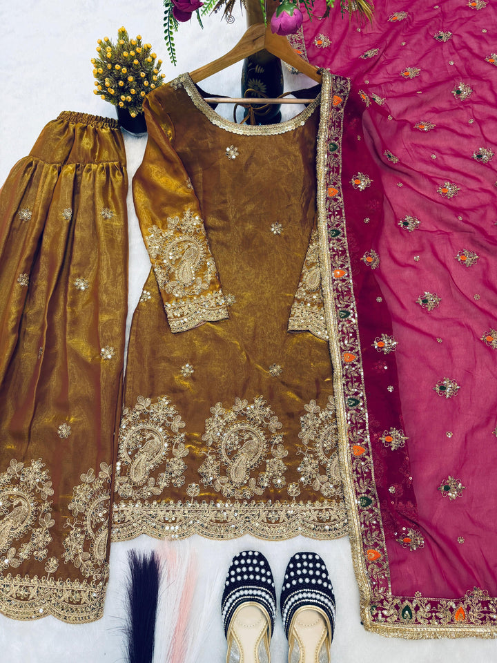 Festive Sequence Embroidery Farshi Suit