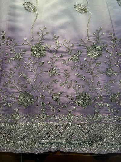 Lavender White Georgette Sequence Work Anarkali Suit