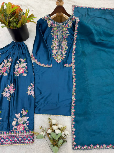 Embroidered Ethnic Wear Farshi Suit Set