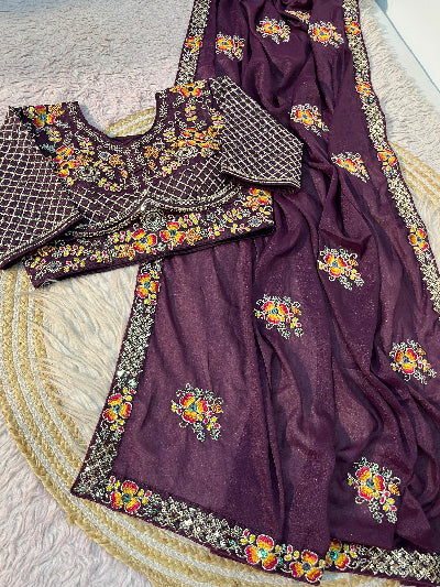 Designer Sari with Free Embroidered Stitched Blouse