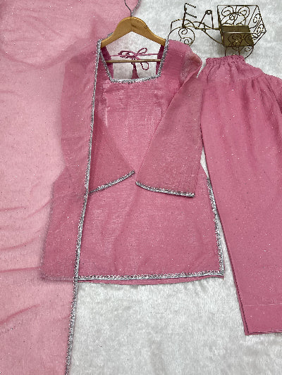 Blush Pink Crunchy Silk Farshi Suit Set