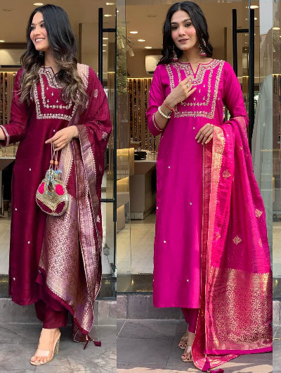 Designer Sequence Work Straight Suit Set