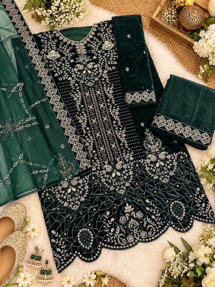 Plus Size Velvet Embroidered Suit for Women UK