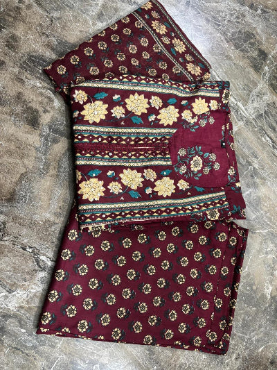 Brick Red Cotton A-Line Anarkali Suit | South Asian Ethnic Wear Uk