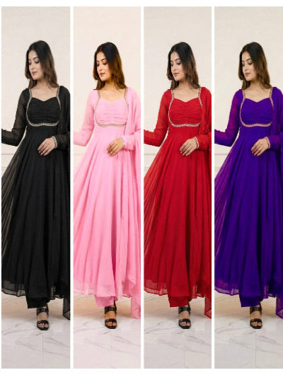Georgette Embroidered Party Wear Anarkali Suit