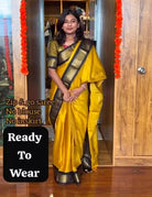 Mustard Yellow Lichi Silk Zip & Go 10 Second Saree Gown - BONYHUBSAREE