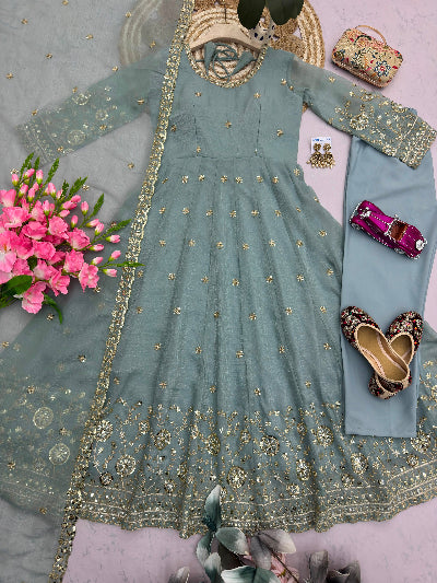Pastel Noor Designer Occasion Wear Anarkali Suit