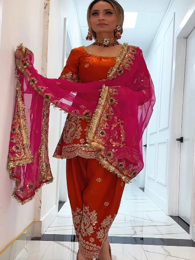 Festive Sequence Embroidery Farshi Suit