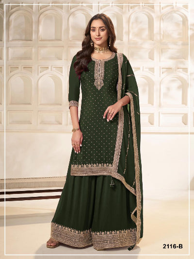 Plus Size Embroidered Sharara Palazzo Suit- 4 Colours