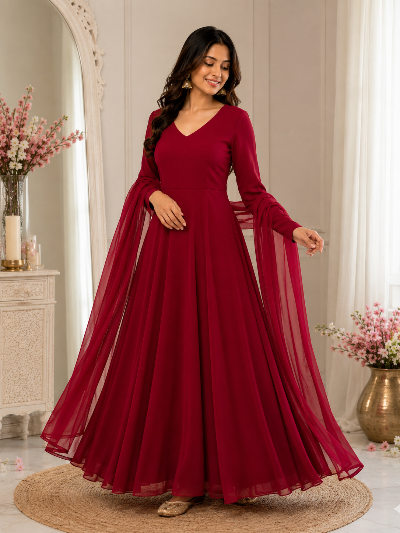 Pastel Georgette Flair Anarkali Suit for Women- 5 Colours