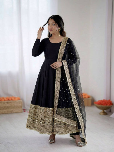 Festive Roman Silk Sequence Work Anarkali Suit