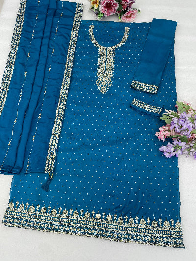 Plus Size Embroidered Sharara Palazzo Suit- 4 Colours