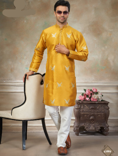 Men’s Silk Designer Embroidery Kurta Pajama Set