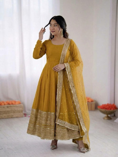 Festive Roman Silk Sequence Work Anarkali Suit