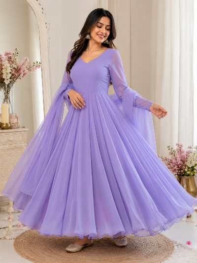 Pastel Georgette Flair Anarkali Suit for Women- 5 Colours