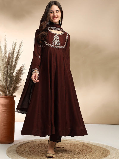 Festive Embroidery Work Anarkali Suit Set
