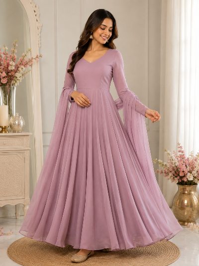 Pastel Georgette Flair Anarkali Suit for Women- 5 Colours