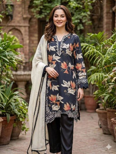 Hania Amir Summer Floral Embroidered Suit Set