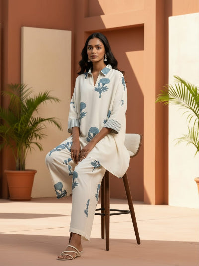 Classy Off White Cotton Co-Ord Set Of 2