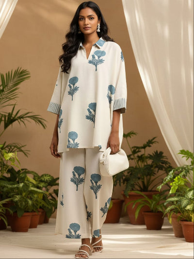 Classy Off White Cotton Co-Ord Set Of 2