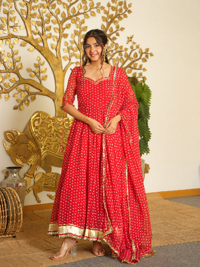 Superhit Bandhani Georgette Anarkali Suit for Women