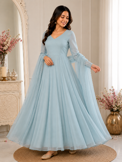 Pastel Georgette Flair Anarkali Suit for Women- 5 Colours