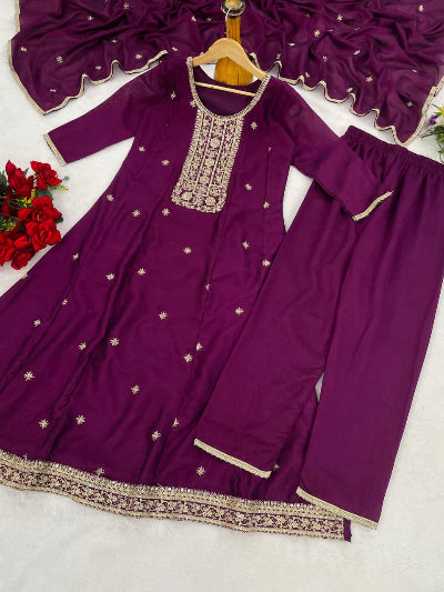 Embroidered Designer Silk Anarkali Suit Set- 3 Colours
