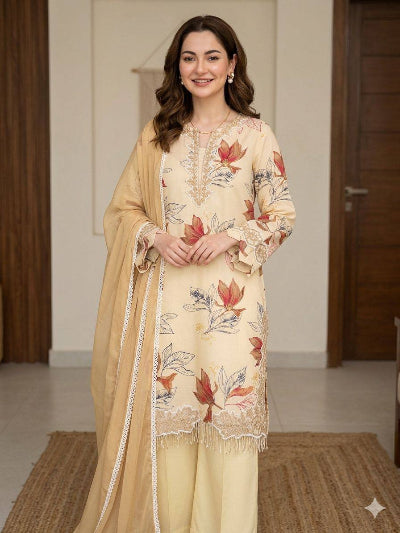 Hania Amir Summer Floral Embroidered Suit Set