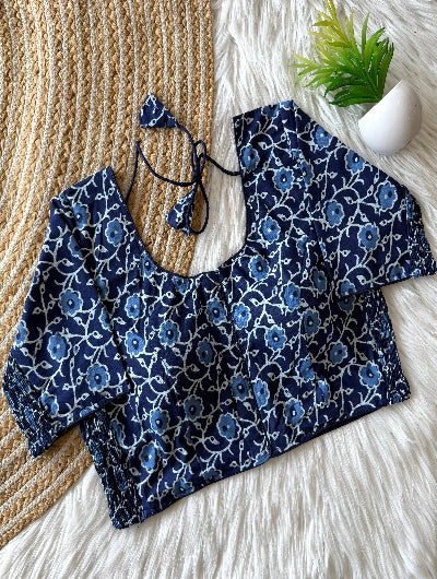 Classic Hand Block Cotton Readymade Blouse- 4 Colours