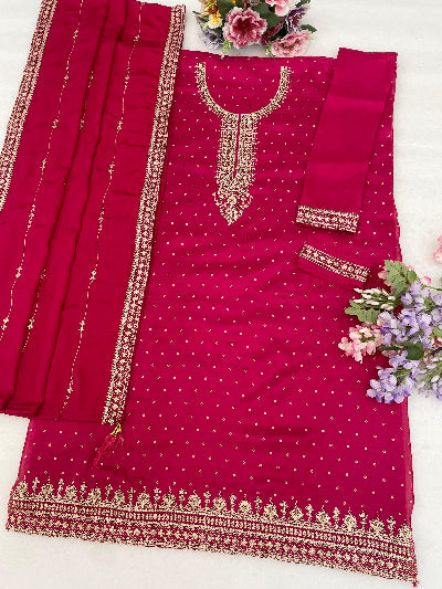 Plus Size Embroidered Sharara Palazzo Suit- 4 Colours