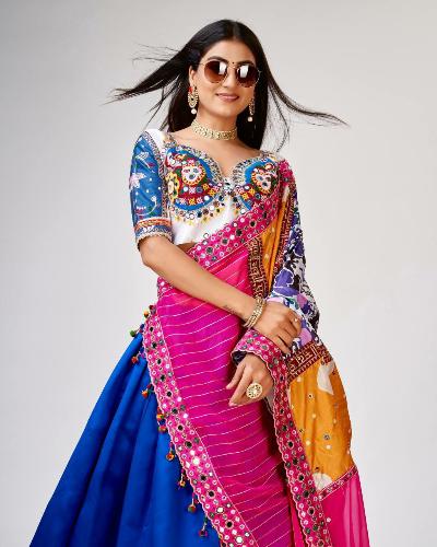 Royal Blue Art Silk Multicolour Lehenga Choli UK Next Day - BONYHUBDresses