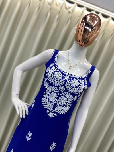 Royal Blue Embroidered Kurti Palazzo Set Of 2 - BONYHUBSALWAR KAMEEZ