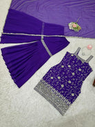 Royal Blue Georgette Sequins Work Gharara Suit Set - BONYHUBSALWAR KAMEEZ