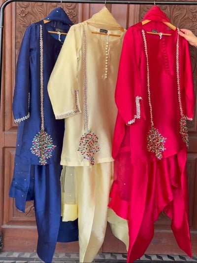 Royal Blue Superhit Embroidered Sequins Farshi Suit UK Next Day - BONYHUBSALWAR KAMEEZ