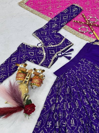 Royal Purple Embroidered Navratri Lehenga Choli Set for Women | Asian Ethnic Wear UK - BONYHUBSALWAR KAMEEZ