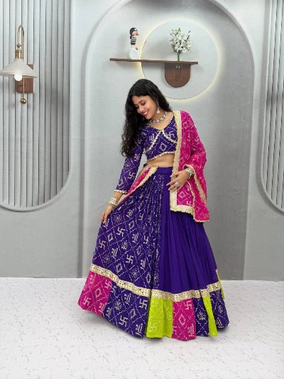 Royal Purple Embroidered Navratri Lehenga Choli Set for Women | Asian Ethnic Wear UK - BONYHUBSALWAR KAMEEZ