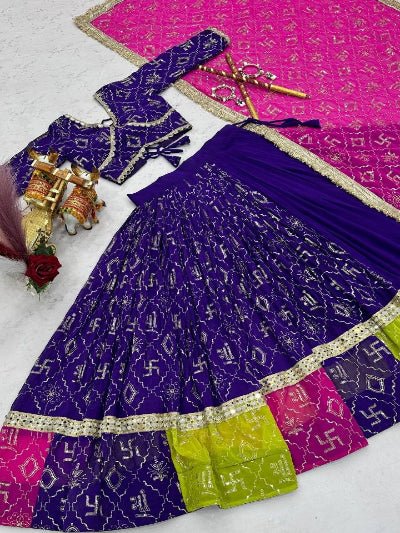 Royal Purple Embroidered Navratri Lehenga Choli Set for Women | Asian Ethnic Wear UK - BONYHUBSALWAR KAMEEZ