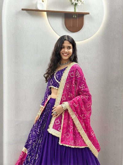 Royal Purple Embroidered Navratri Lehenga Choli Set for Women | Asian Ethnic Wear UK - BONYHUBSALWAR KAMEEZ
