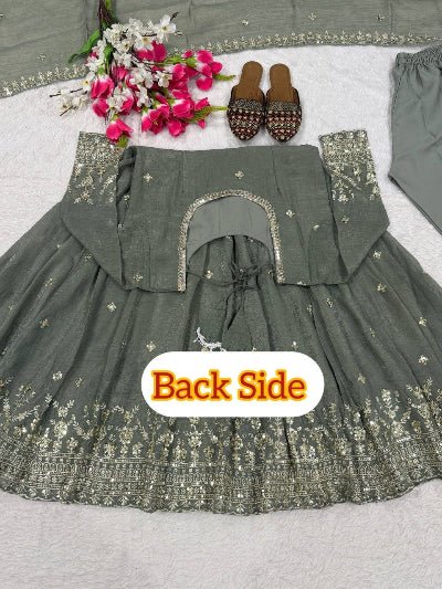 Sage Green Sequins Embroidered Anarkali Suit UK Next Day - BONYHUBSALWAR KAMEEZ