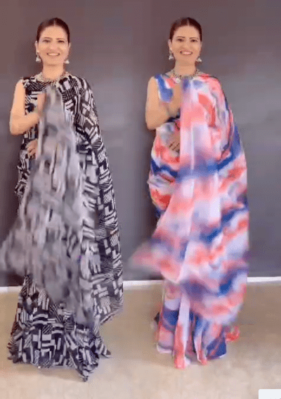 Saree Gown Blouse Stitched Readymade Saree UK Next Day - BONYHUBSAREE